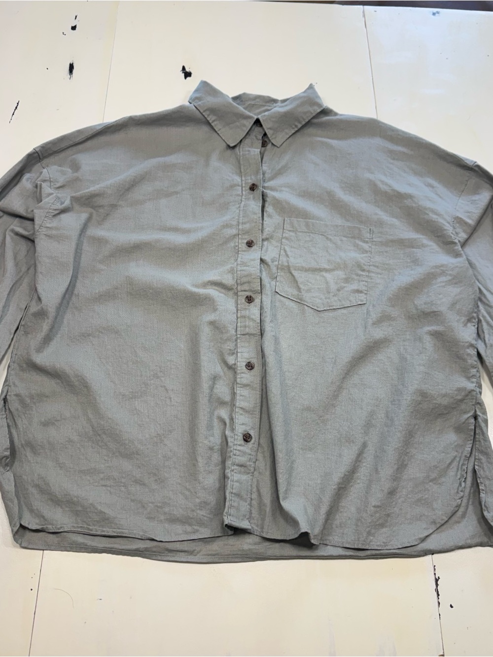 H&M Linen Blend Oversized Long Sleeve Button-Down Shirt (XL)